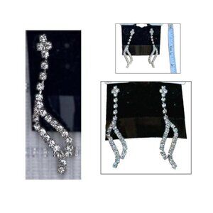 NWT Sparkly Rhinestone Dangle Earrings | Silver-Toned Backing | Pierced